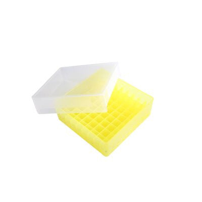 Heathrow Scientific 81-Well Microtube Storage Box, Pack of 5 — Yellow, 120038