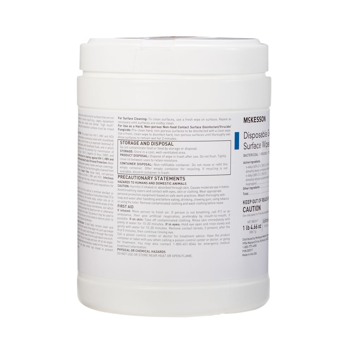McKesson Germicidal Large Surface Disinfectant Wipes, Canister, .