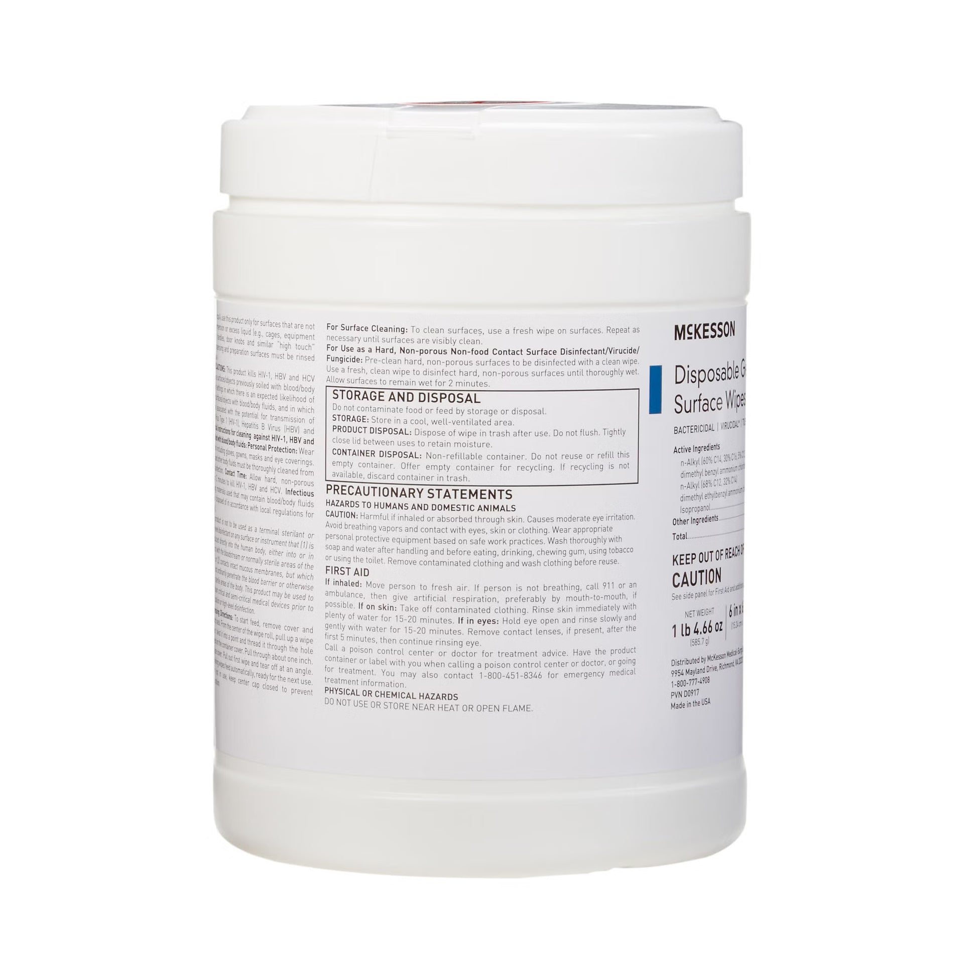 McKesson Germicidal Large Surface Disinfectant Wipes, Canister, .