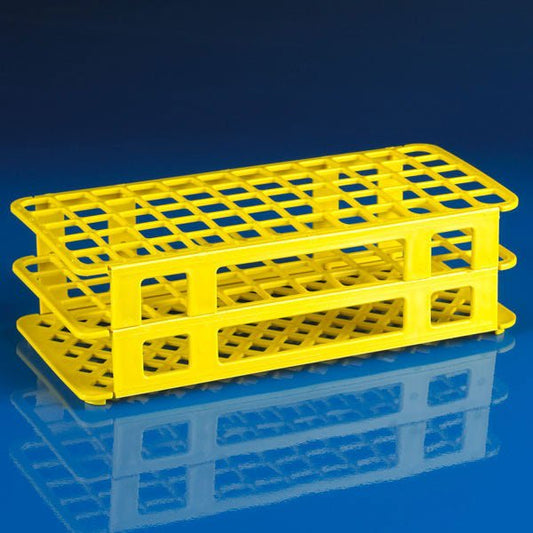 Globe Scientific 456500 Series Stacking Test Tube Rack 60 Place 15 to 17 mm Tube Size Yellow