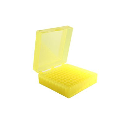 Heathrow Scientific 100-Well Microtube Storage Box, Pack of 5 — Yellow, 120203
