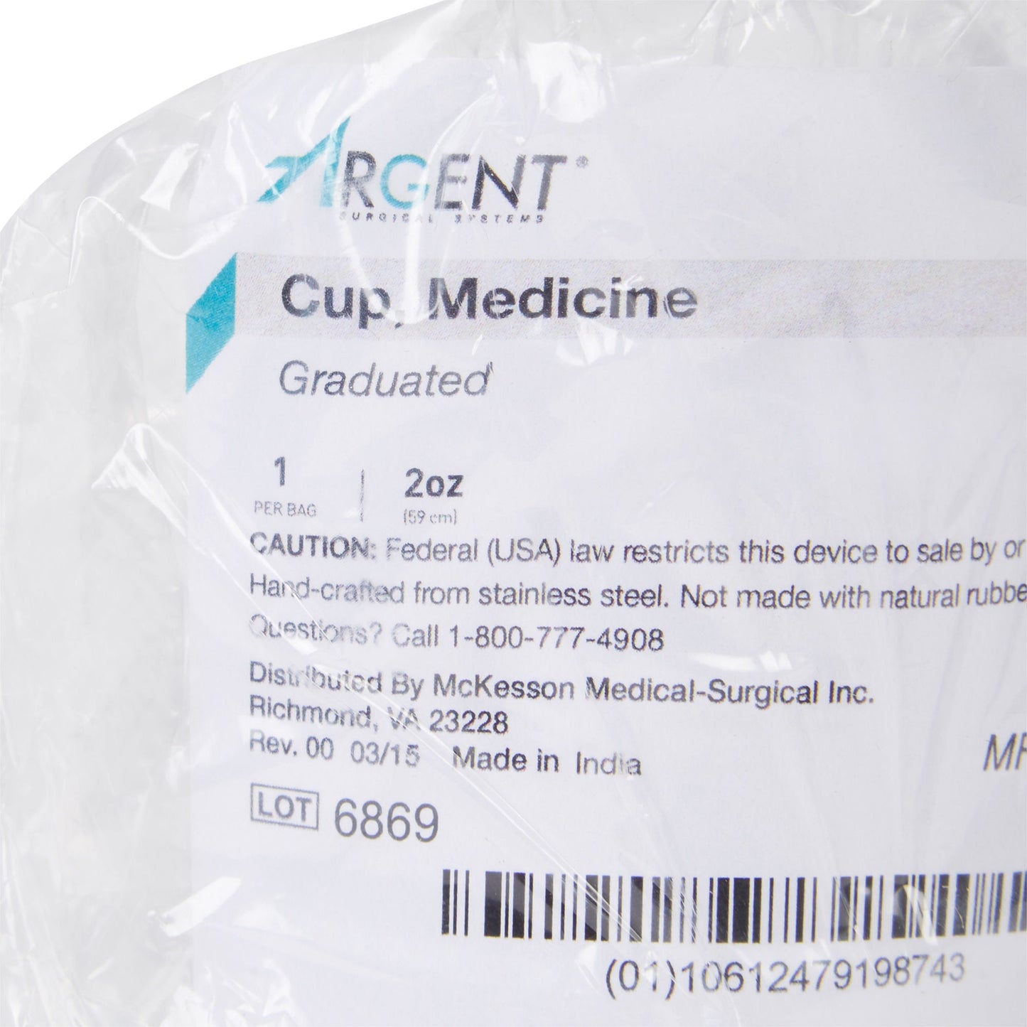 McKesson Argent™ Stainless Steel Graduated Medicine Cup, capacity