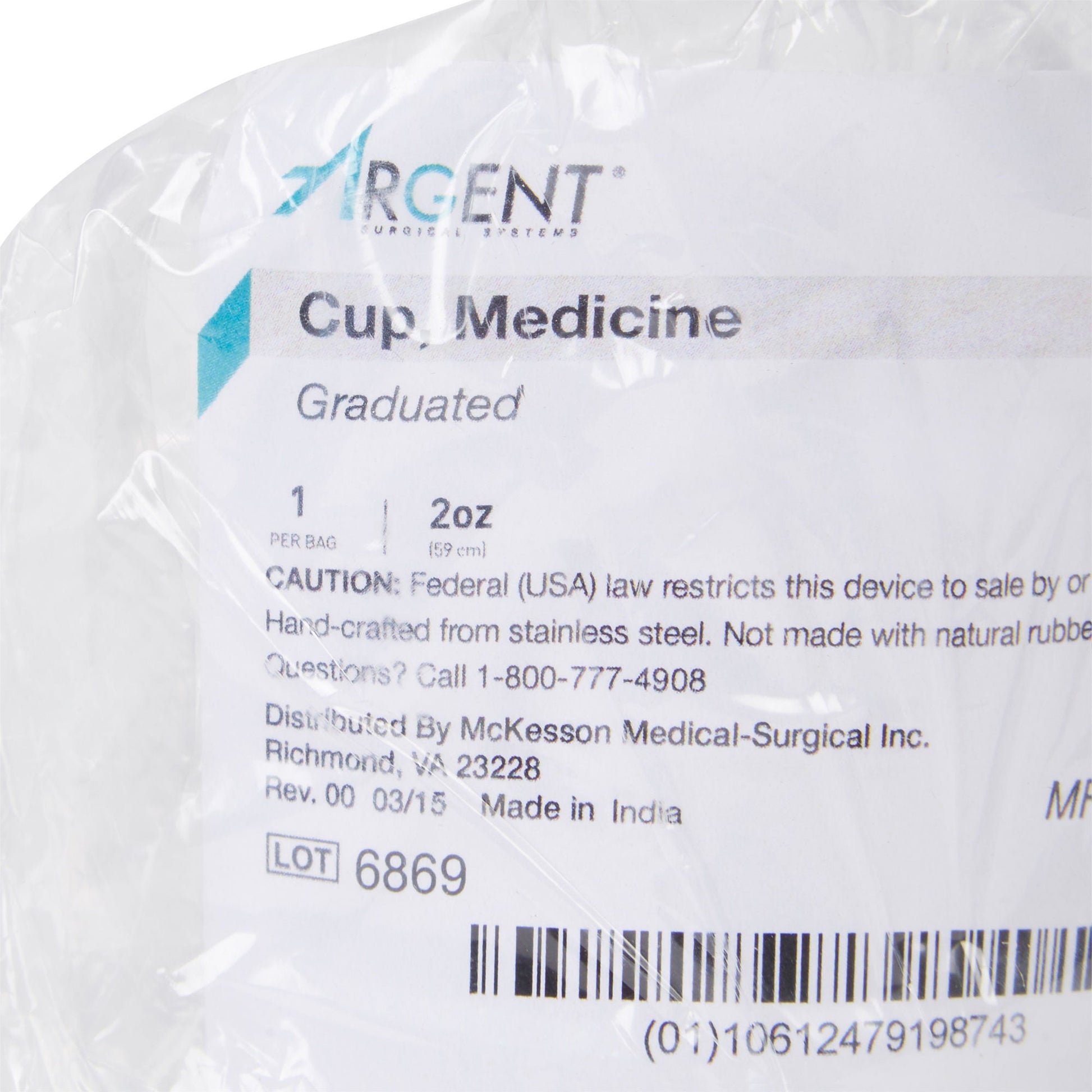 McKesson Argent™ Stainless Steel Graduated Medicine Cup, capacity