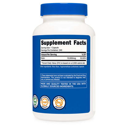 nutricost Dietary Supplement Biotin 10 mg Strength Capsule