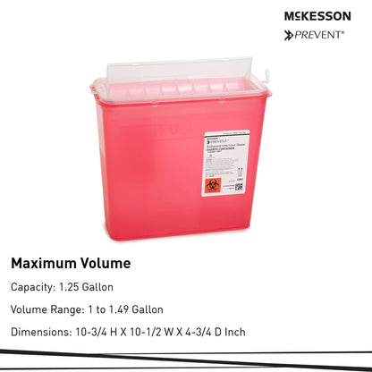 McKesson Prevent® Red Sharps Container, 1.25 Gallon