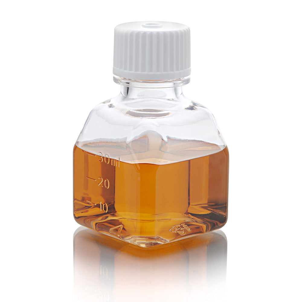 Square Media Bottles, Sterile PETG with HDPE Closure — 30–2000 mL, Tamper-Evident, 6–24/Tray | Globe Scientific