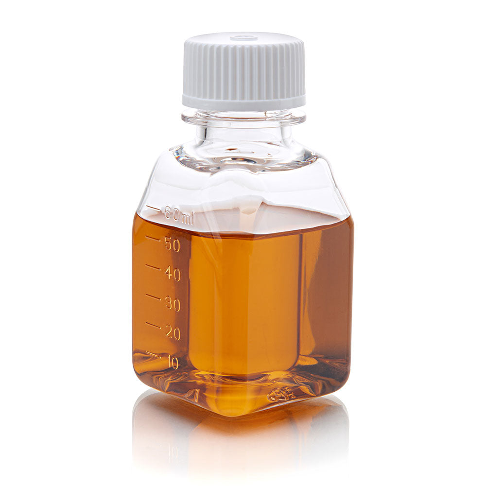 Square Media Bottles, Sterile PETG with HDPE Closure — 30–2000 mL, Tamper-Evident, 6–24/Tray | Globe Scientific