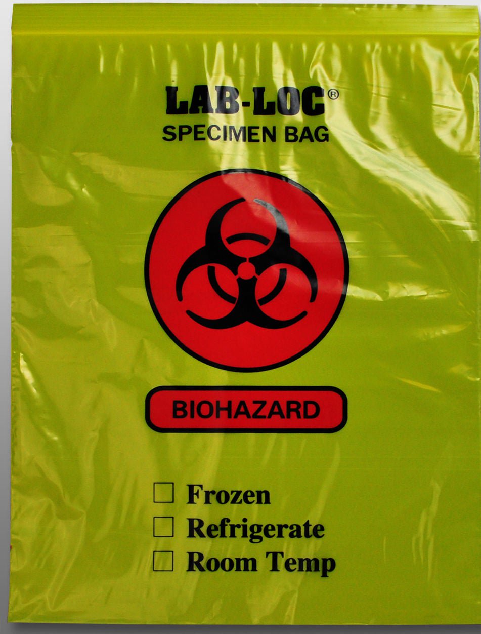 Lab-Loc® Specimen Transport Bag, Zip Closure, Yellow Tinted