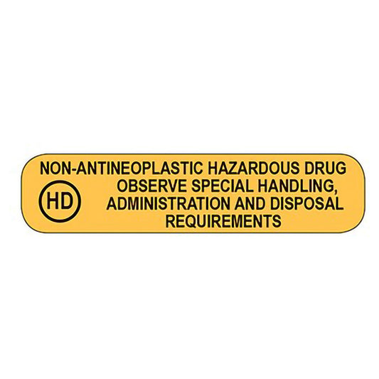 Health Care Logistics Pre-Printed Label Caution Label Yellow Permanent Paper Non-Antineoplastic Hazardous Drug Labels Black Biohazard