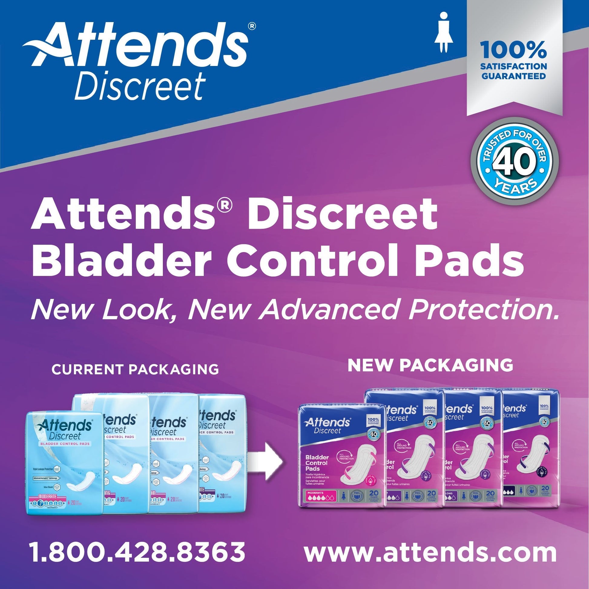 Attends® Discreet Women's Maximum Long Bladder Control Pad, 14.5-Inch Length