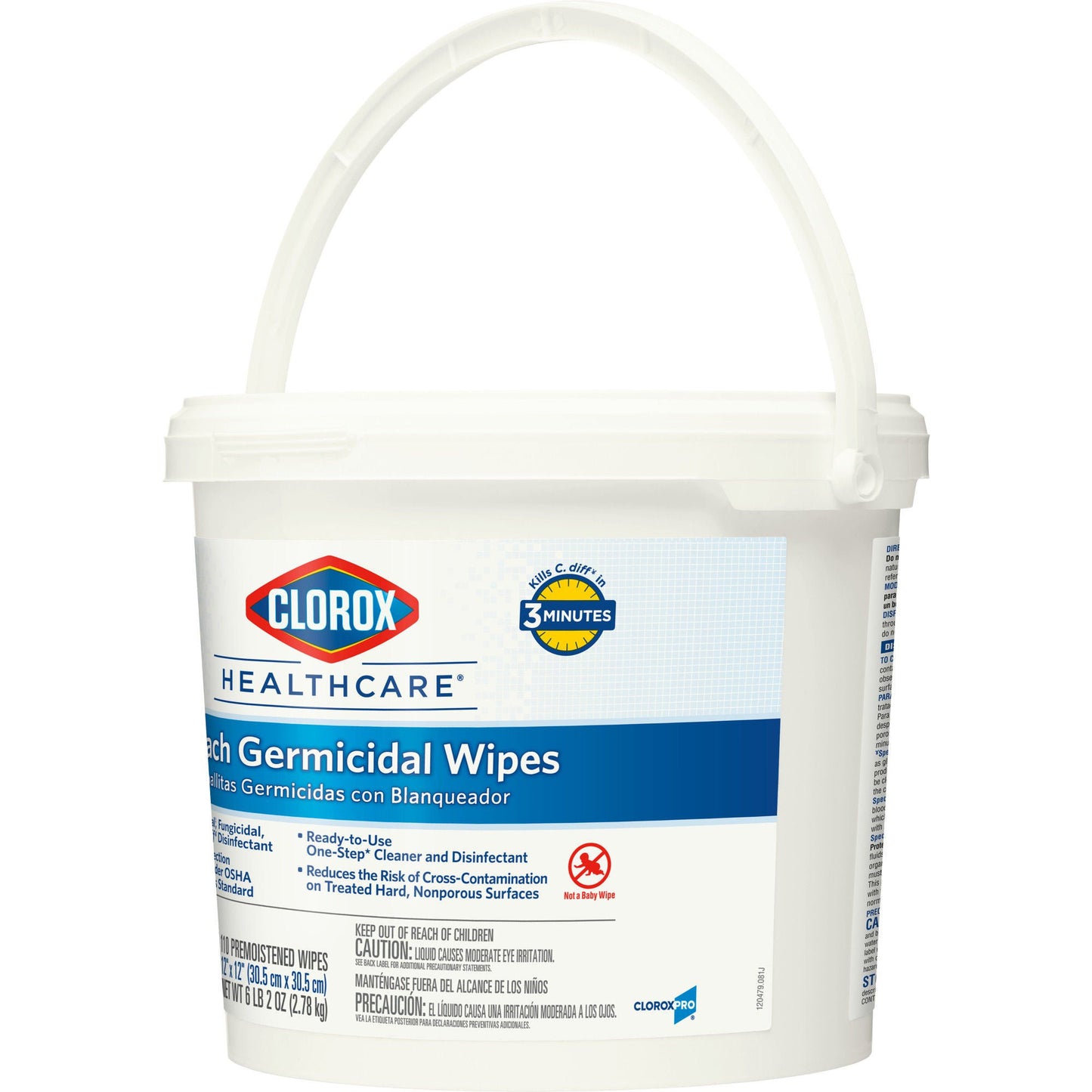 Clorox Healthcare® Bleach Germicidal Wipes, Bucket, .