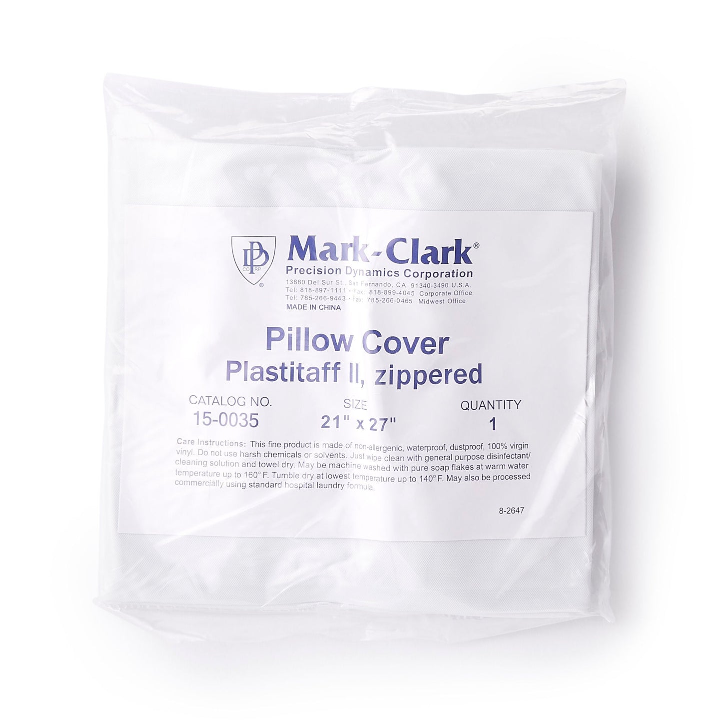 Mark-Clark® White 4 mil Plastistaff Pillow Cover With Zip