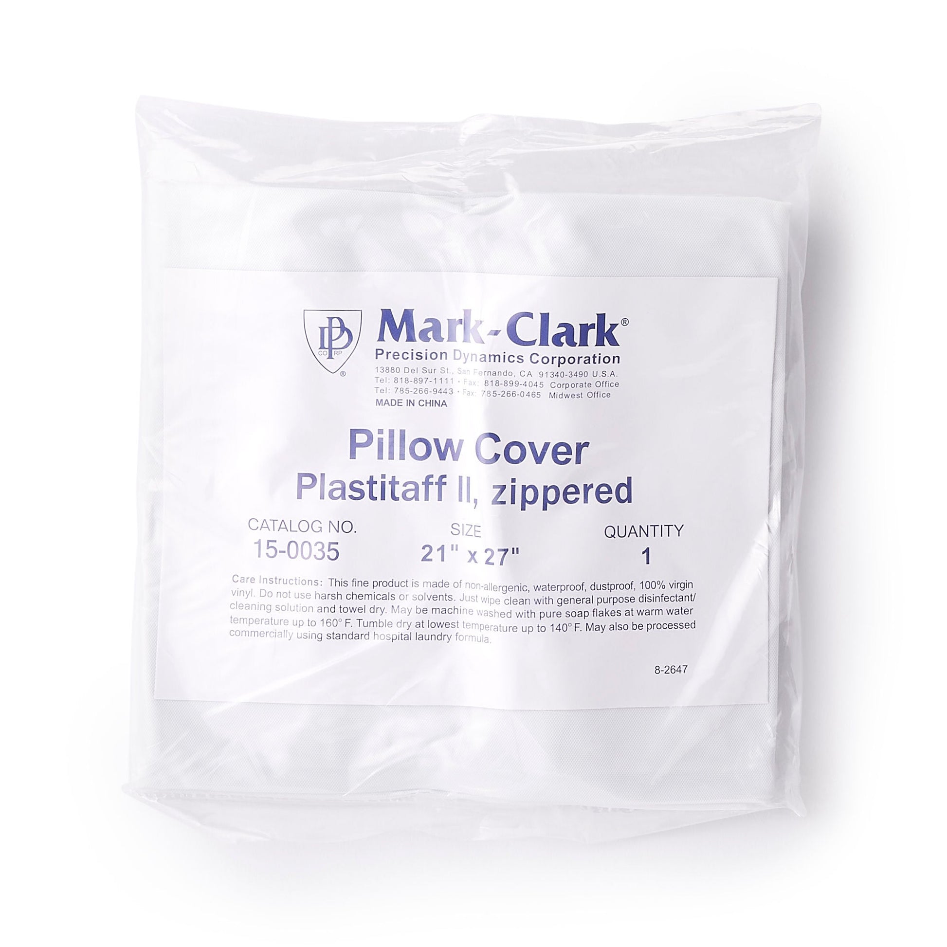Mark-Clark® White 4 mil Plastistaff Pillow Cover With Zip