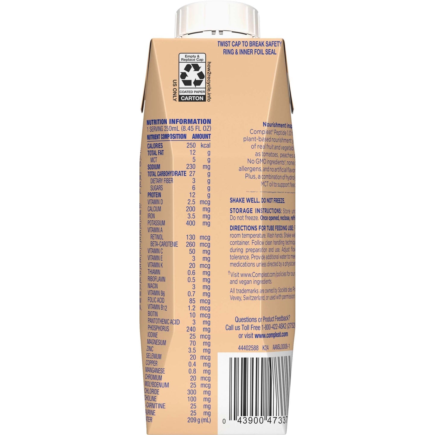 Compleat® Peptide 1.0 Nutritionally Complete Tube Feeding Formula