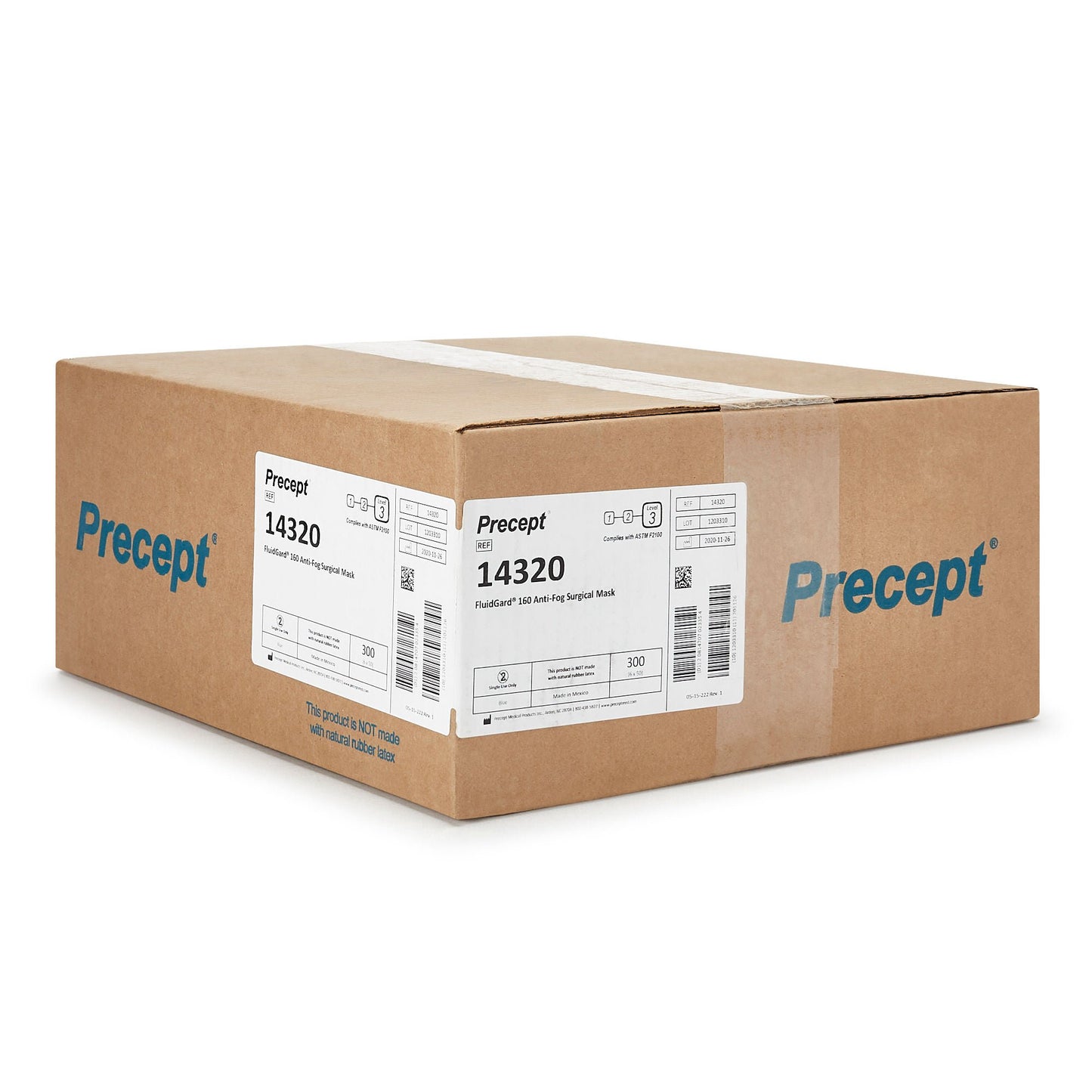 Precept FluidGard 160 Surgical Mask Anti-fog Foam ASTM Level 3 Tie Closure One Size Fits Most