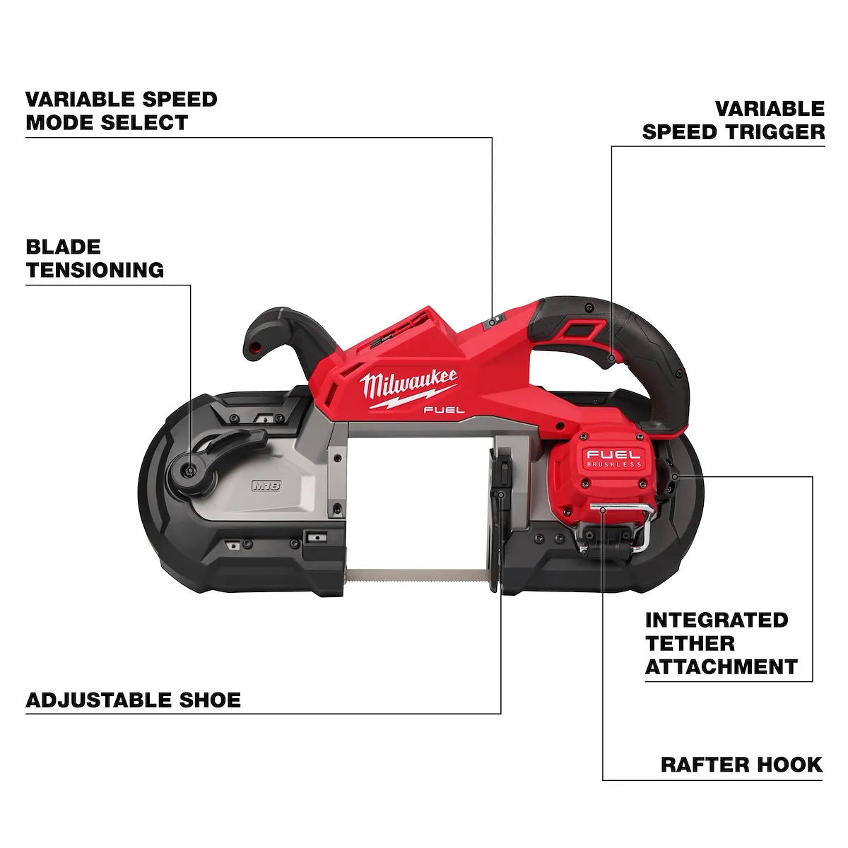 Milwaukee M18 FUEL Deep Cut Band Saw 2929-20 | 44.875 in Blade Length, M18 Battery