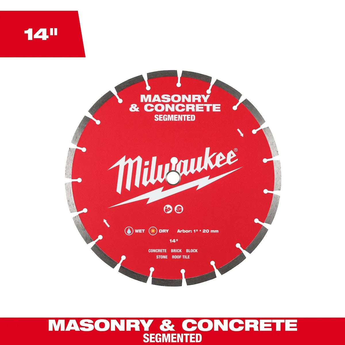 Milwaukee 14" Segmented Masonry & Concrete Diamond Blade 49-93-9314 | Diamond Coated