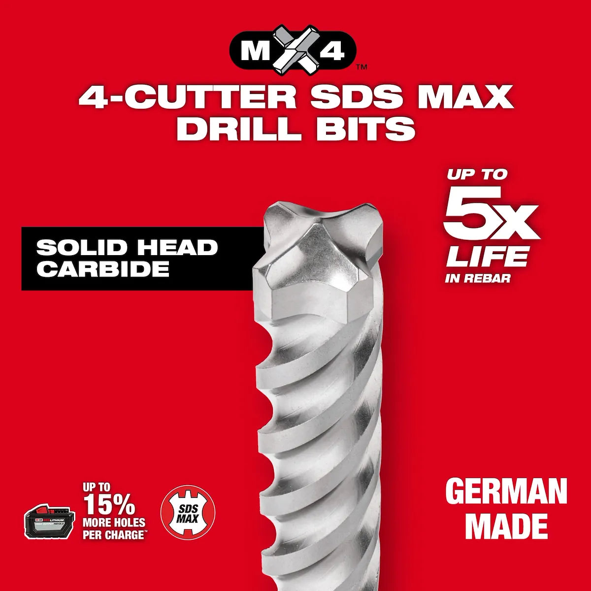 Milwaukee 6 PC SDS Plus 4CT MX4 Set 48-20-7499 | 6-Piece