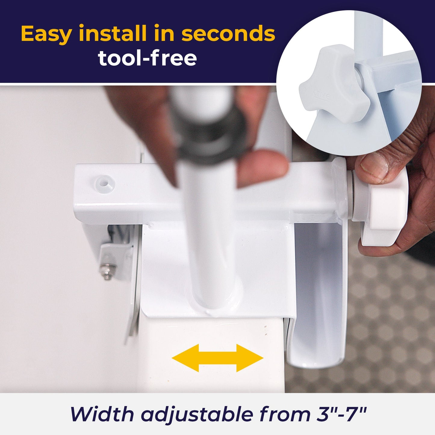 drive™ Clamp-On Tub Rail, White Steel, 14.5 – 17 Inch Height