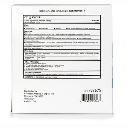 McKesson Calcium Carbonate Antacid Tablets, Mint Flavor