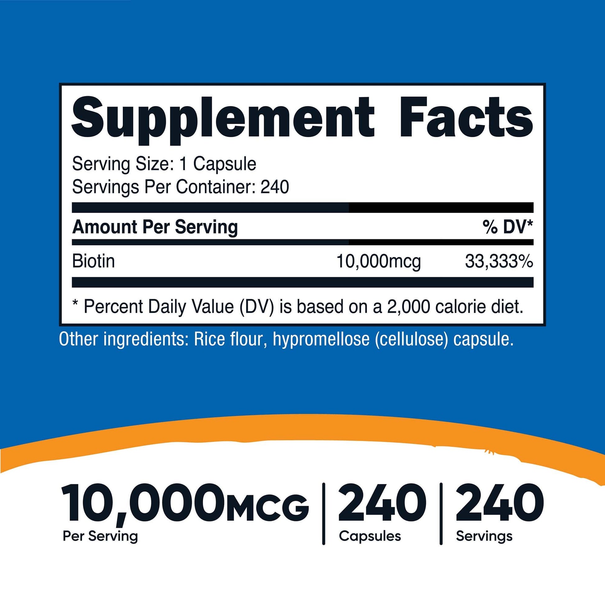 nutricost Dietary Supplement Biotin 10 mg Strength Capsule