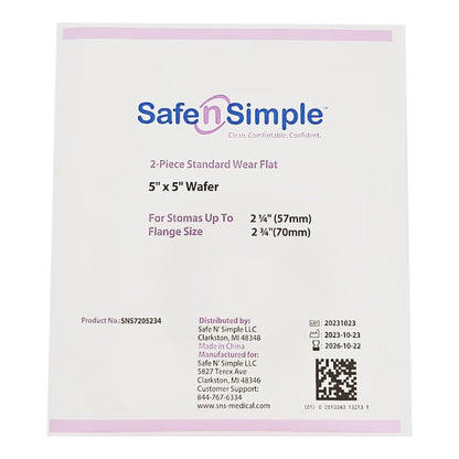 Safe n Simple Ostomy Barrier Trim to Fit, Standard Wear Flexible Tape Flange Up to 2-1/4 Inch Opening