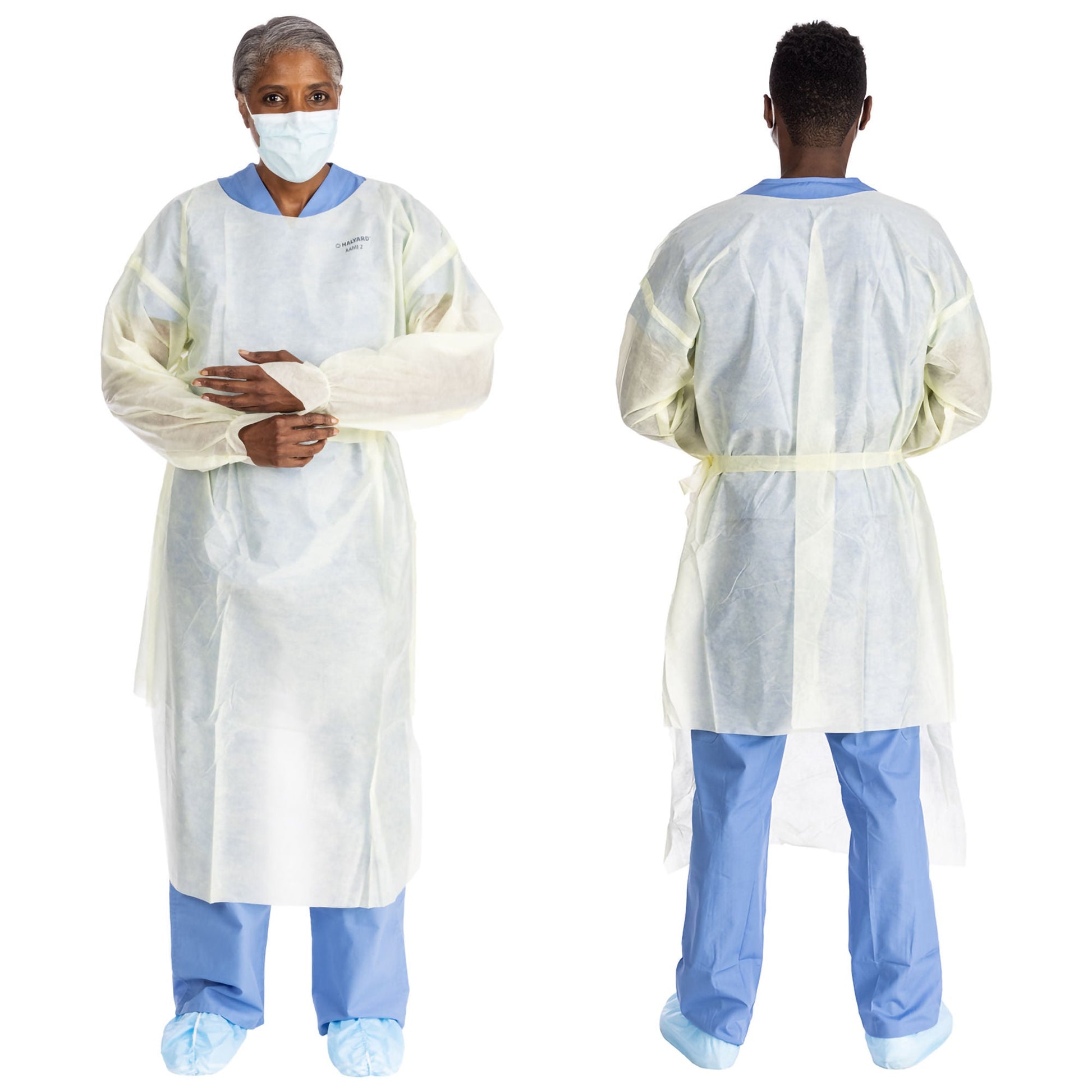 Halyard Basics Protective Procedure Gown 2X-Large Yellow NonSterile AAMI Level 2 Disposable