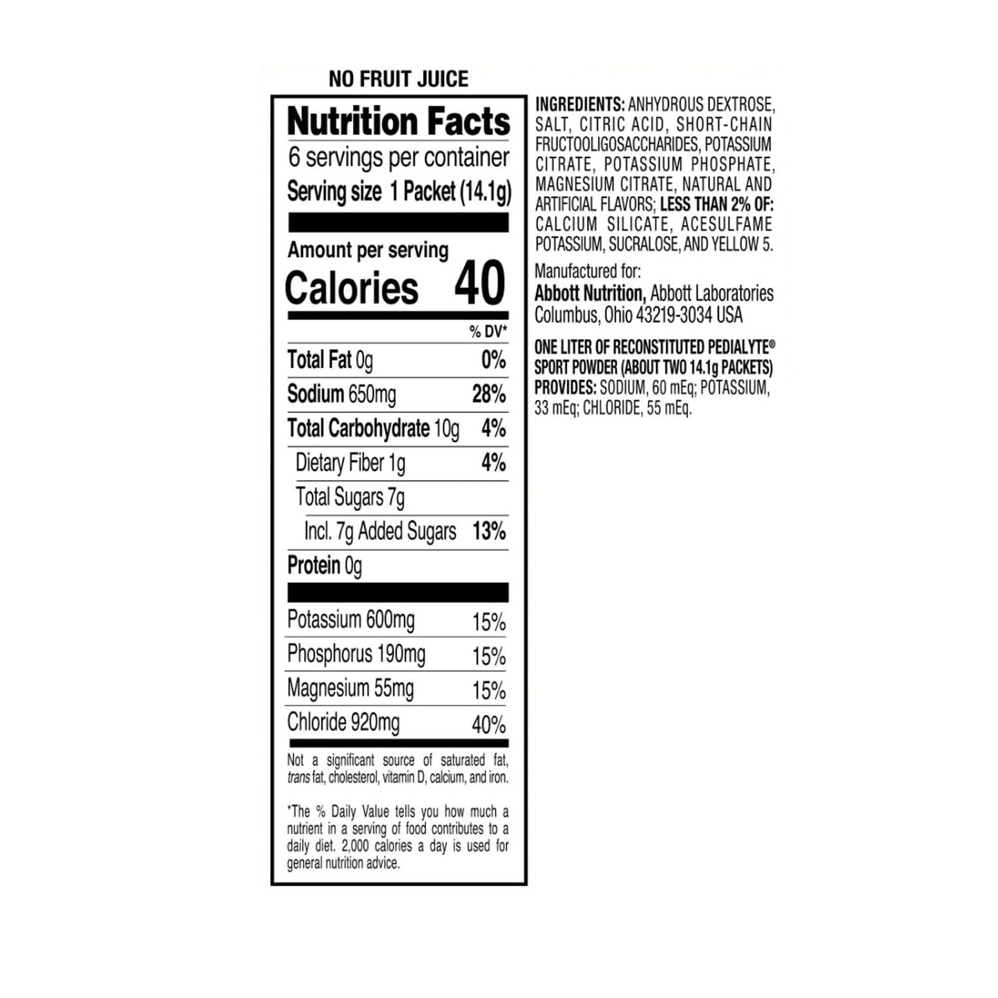 Pedialyte Sport Oral Electrolyte Solution Lemon-Lime Flavor 14.1 Gram