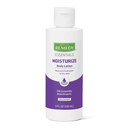 Medline Remedy Essentials Moisturize Hand and Body Moisturizer Bottle Unscented Lotion CHG Compatible