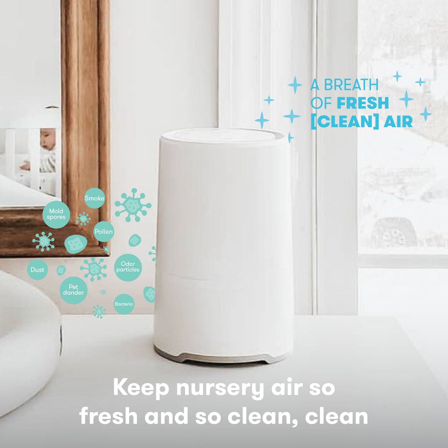Fridababy Air Purifier 150 sq ft. AC Power Hepa and Carbon Filter 3 Speeds