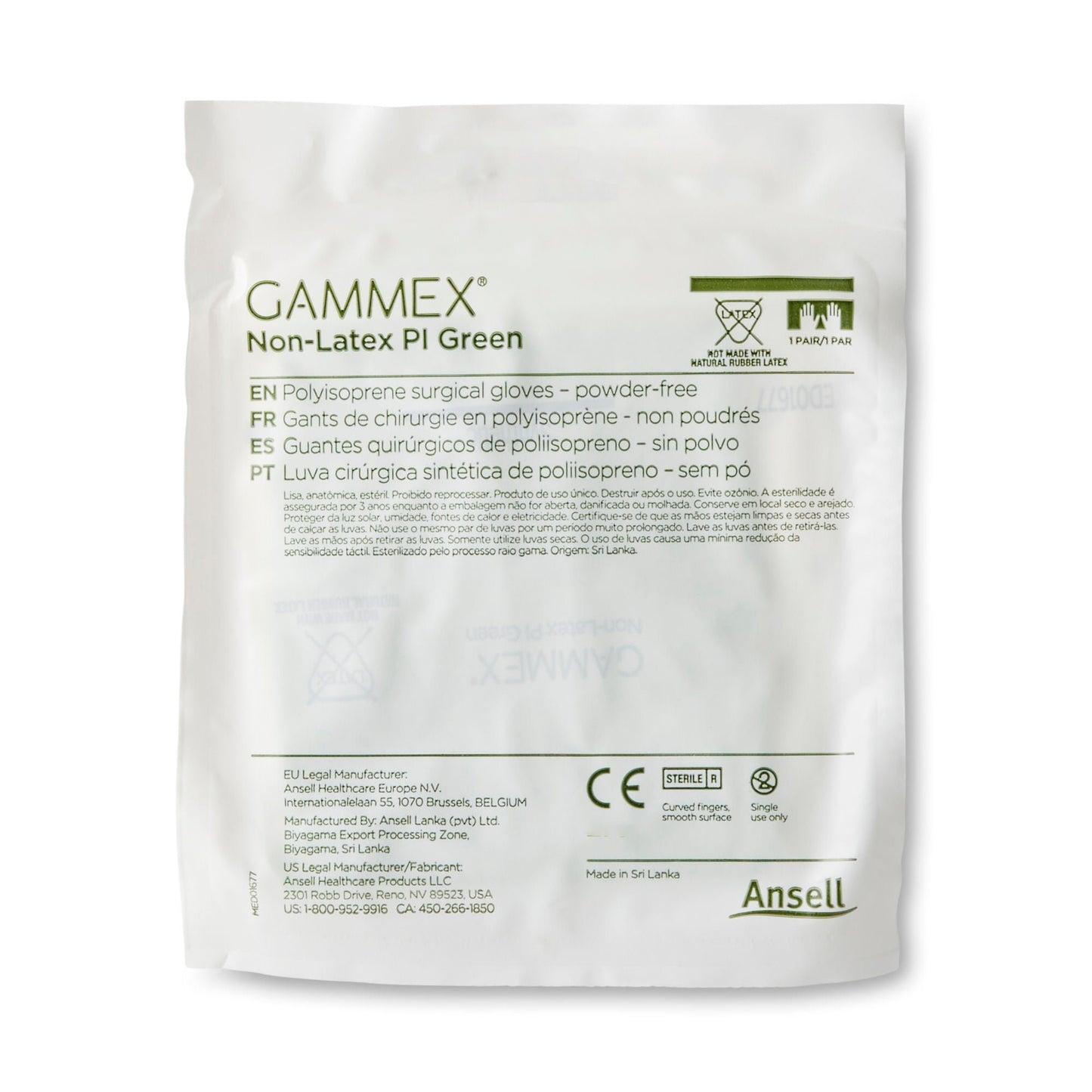 Sterile GAMMEX® Non-Latex PI Green Polyisoprene Surgical Gloves, Light Green - view 7