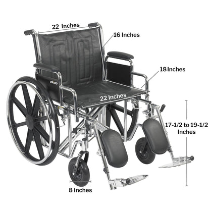 McKesson Bariatric Wheelchair, 22 Inch Seat Width
