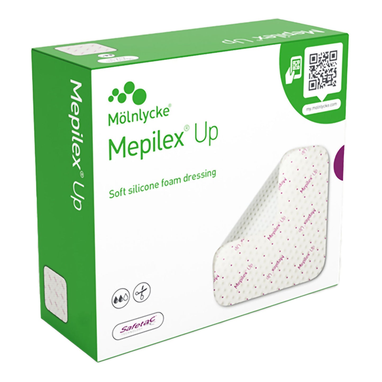 Mepilex Up Foam Dressing Without Border Without Film Backing Silicone Adhesive Square
