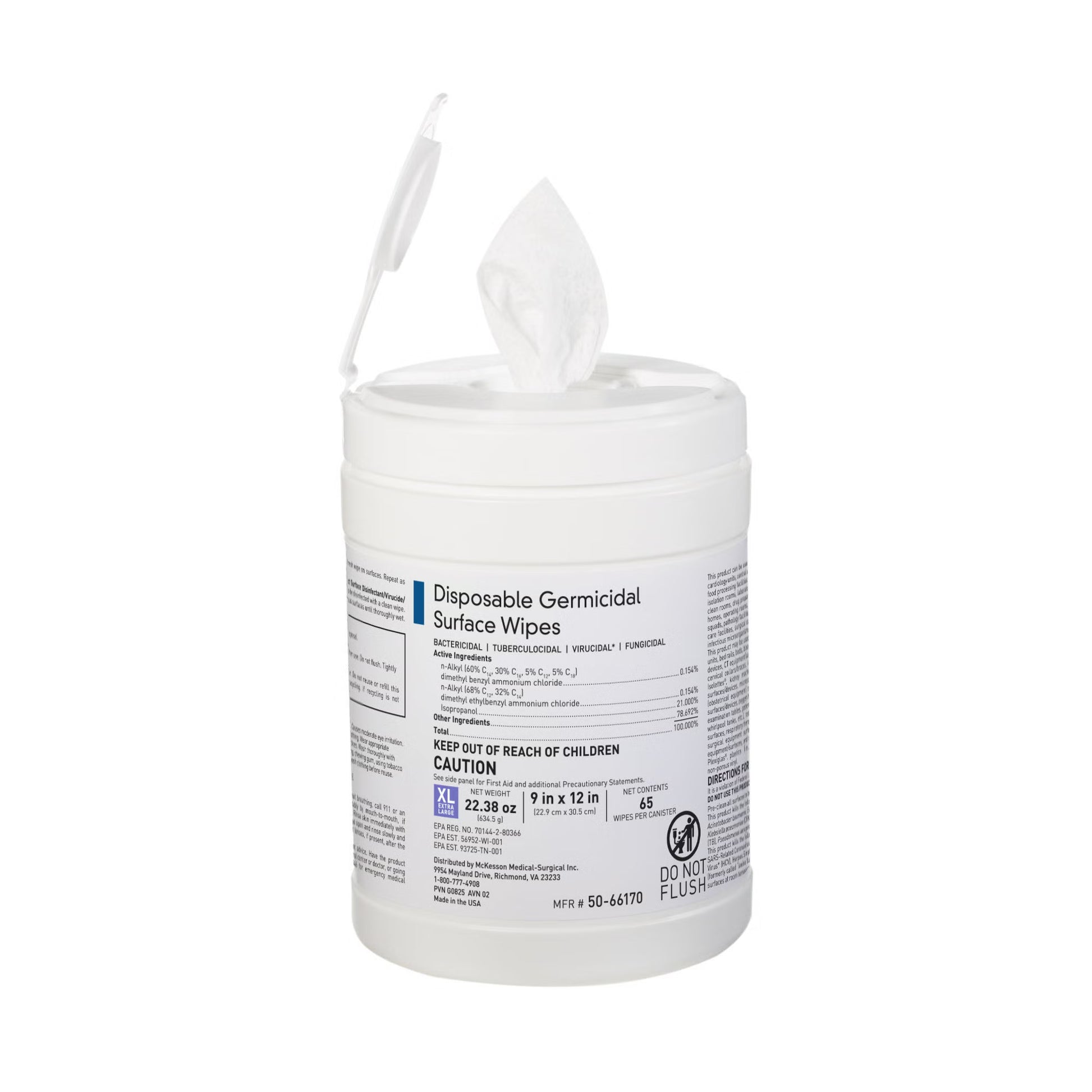 McKesson Germicidal Extra Large Surface Disinfectant Wipes