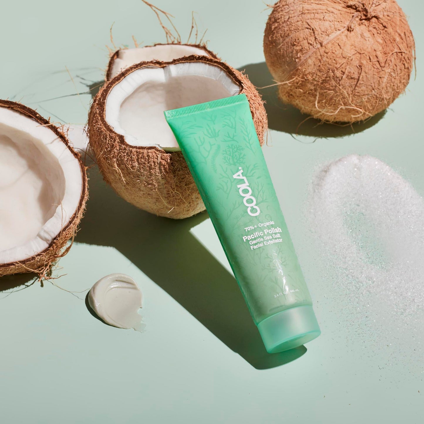 Coola Pacific Polish Gentle Sea Salt Exfoliator Facial Cleanser Cream Tube Scented