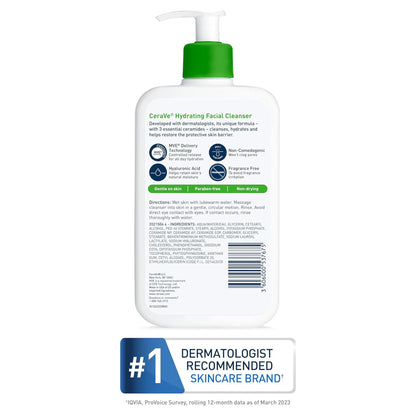 CeraVe® Foaming Facial Cleanser for Normal to Oily Skin, Pump Bottle