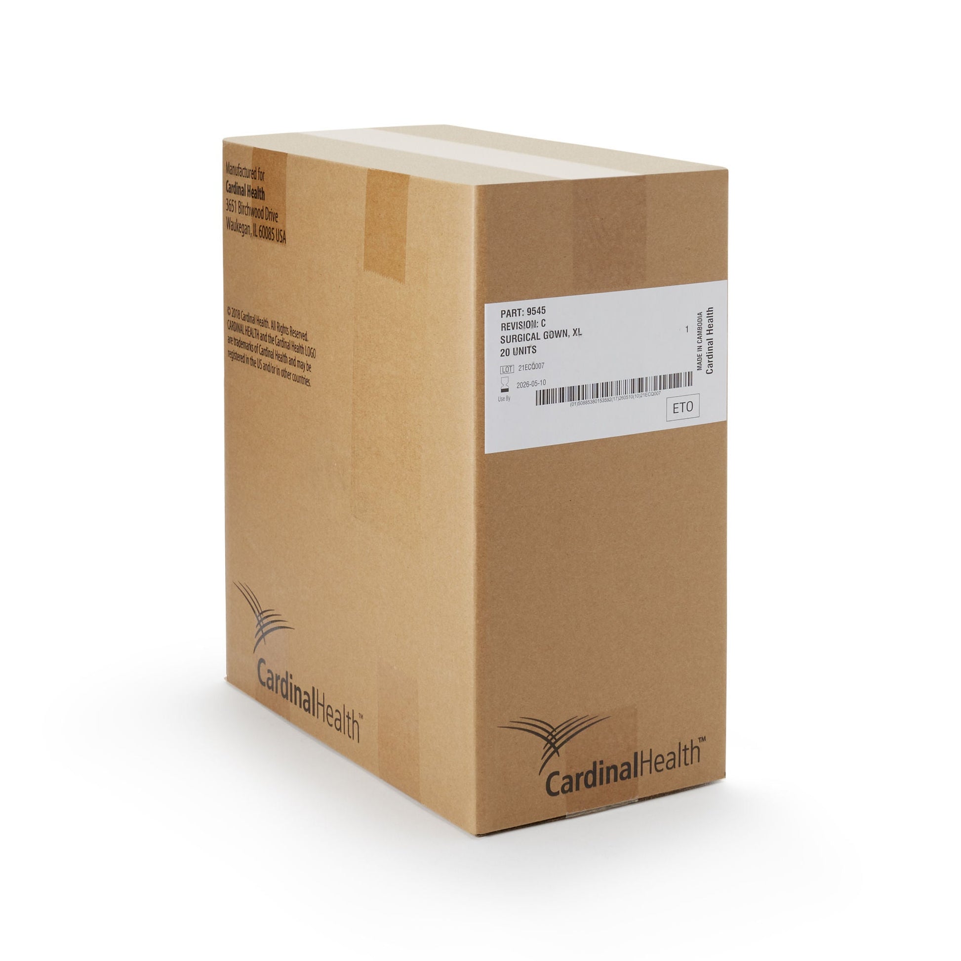 Cardinal Health™ Nonreinforced Surgical Gown, 3-Layer Microfiber, Extra Large