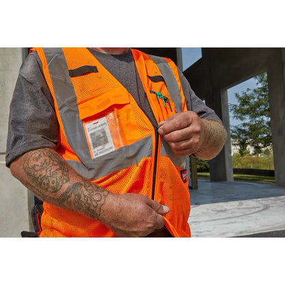 Milwaukee Class 2 High Visibility Orange Mesh Safety Vest - S/M 48-73-5117