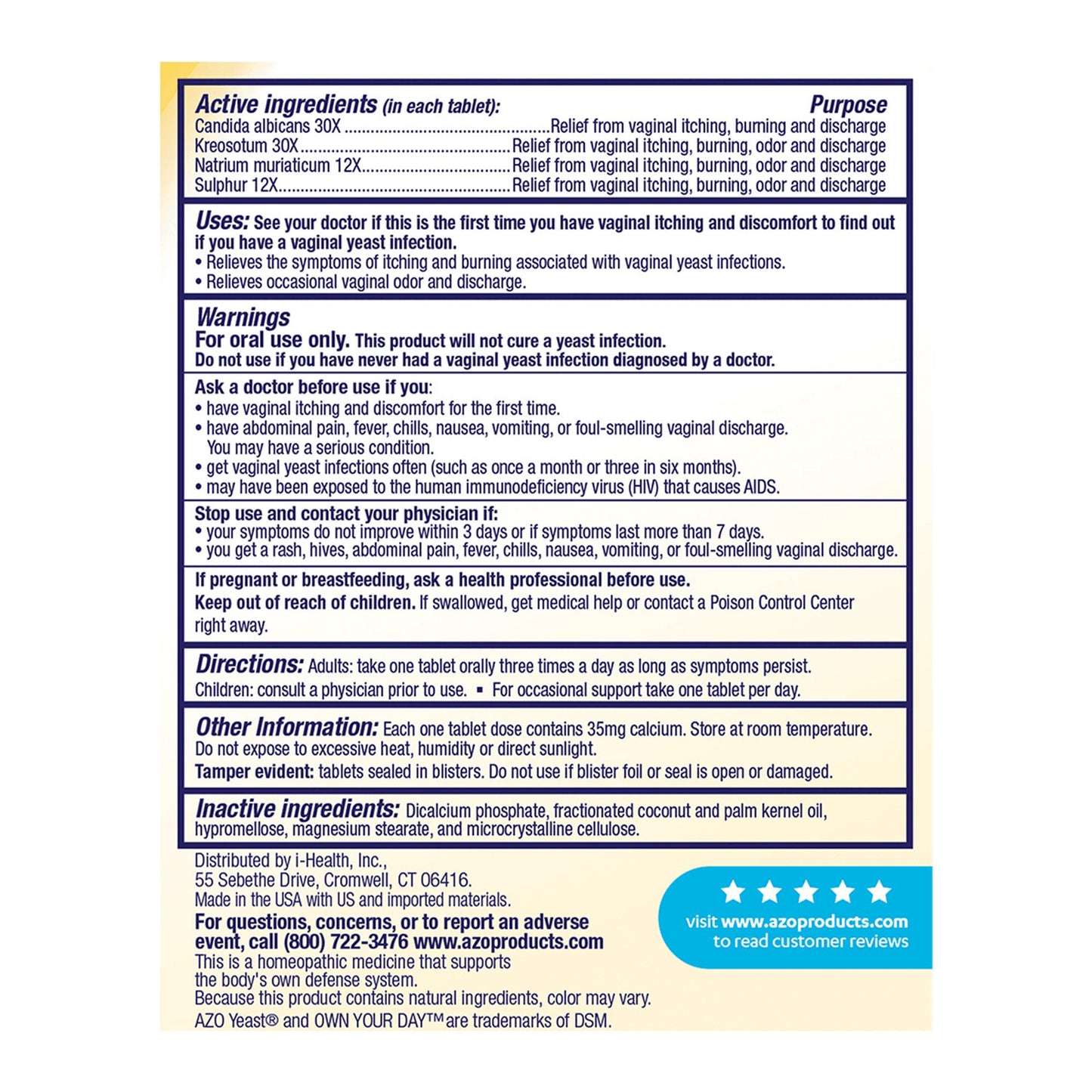 AZO Yeast® Plus Tablets