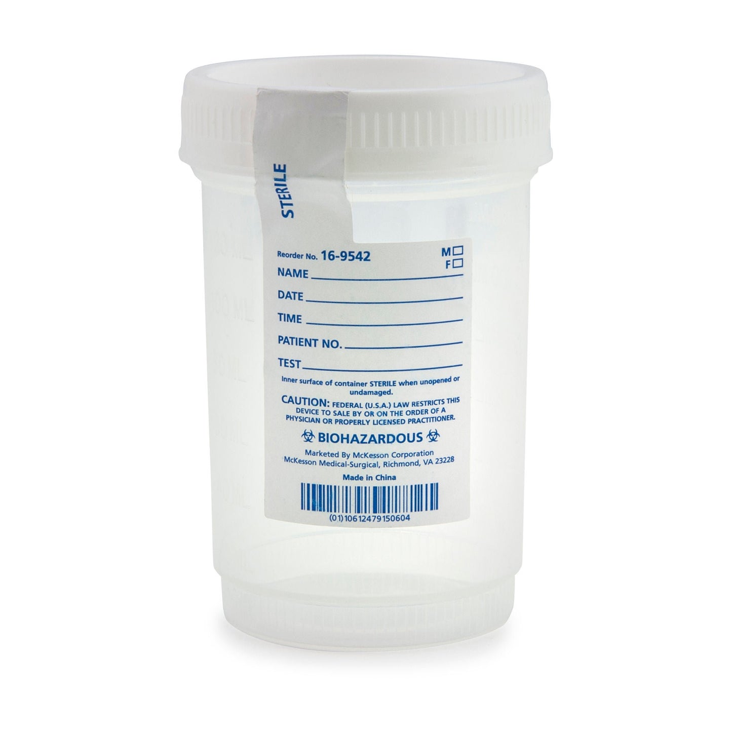 McKesson Specimen Container for Pneumatic Tube Systems