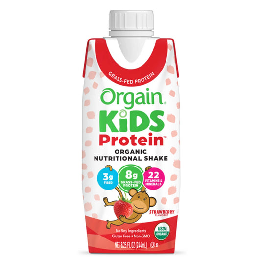 Orgain Kids Protein Organic Nutritional Shake Pediatric Oral Supplement Strawberry Flavor Carton Liquid Protein