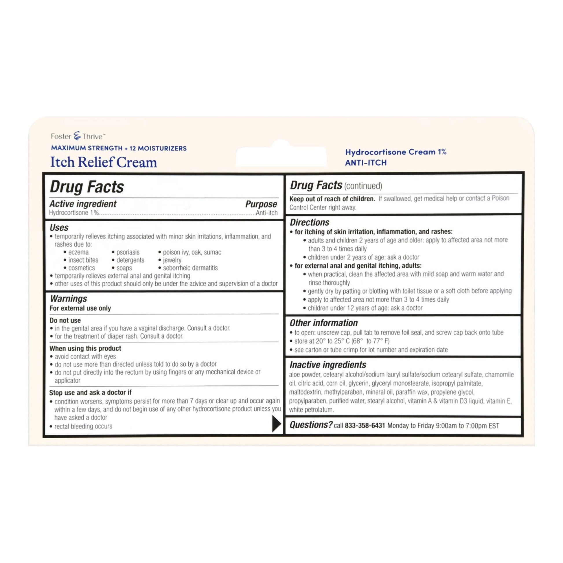 Foster & Thrive™ 1% Hydrocortisone + 12 Moisturizers Itch Relief Cream