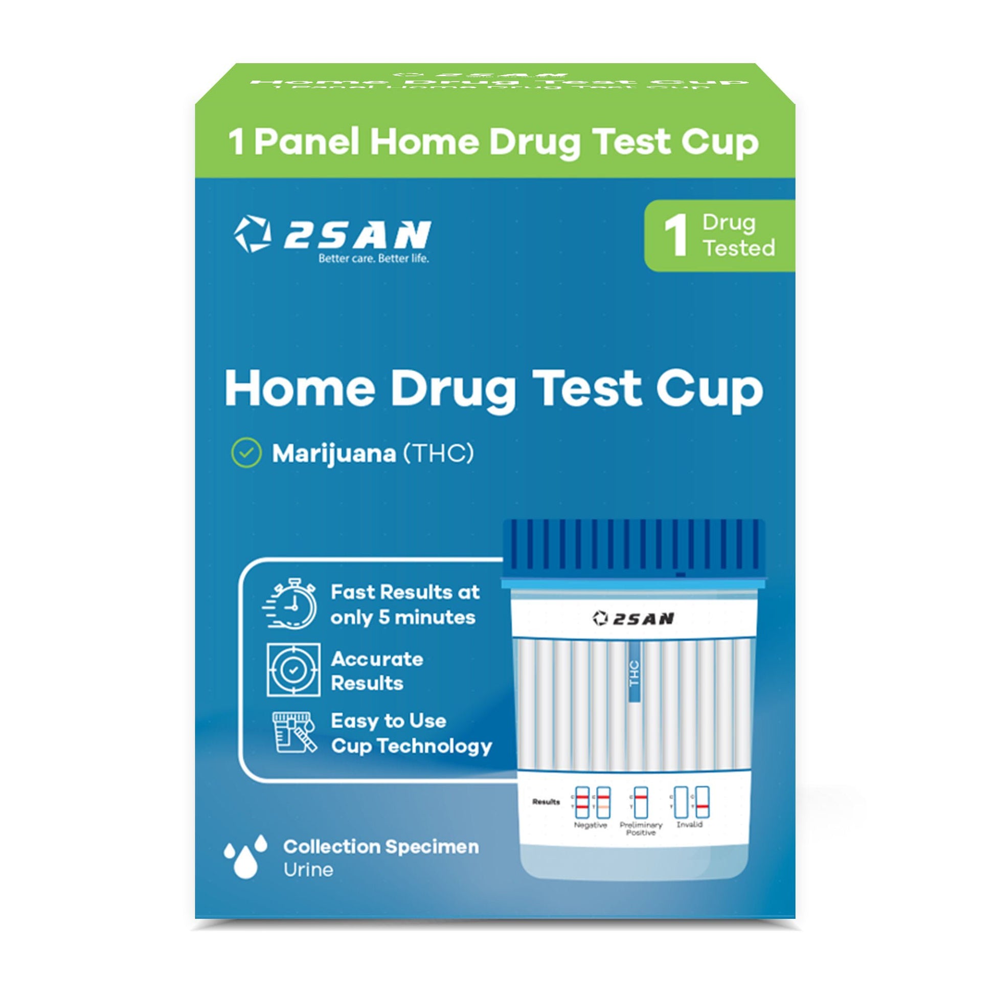 2San Drugs of Abuse Test Kit Cannabinoids (THC) 1 Test per Kit (18 Kits ) CLIA Waived