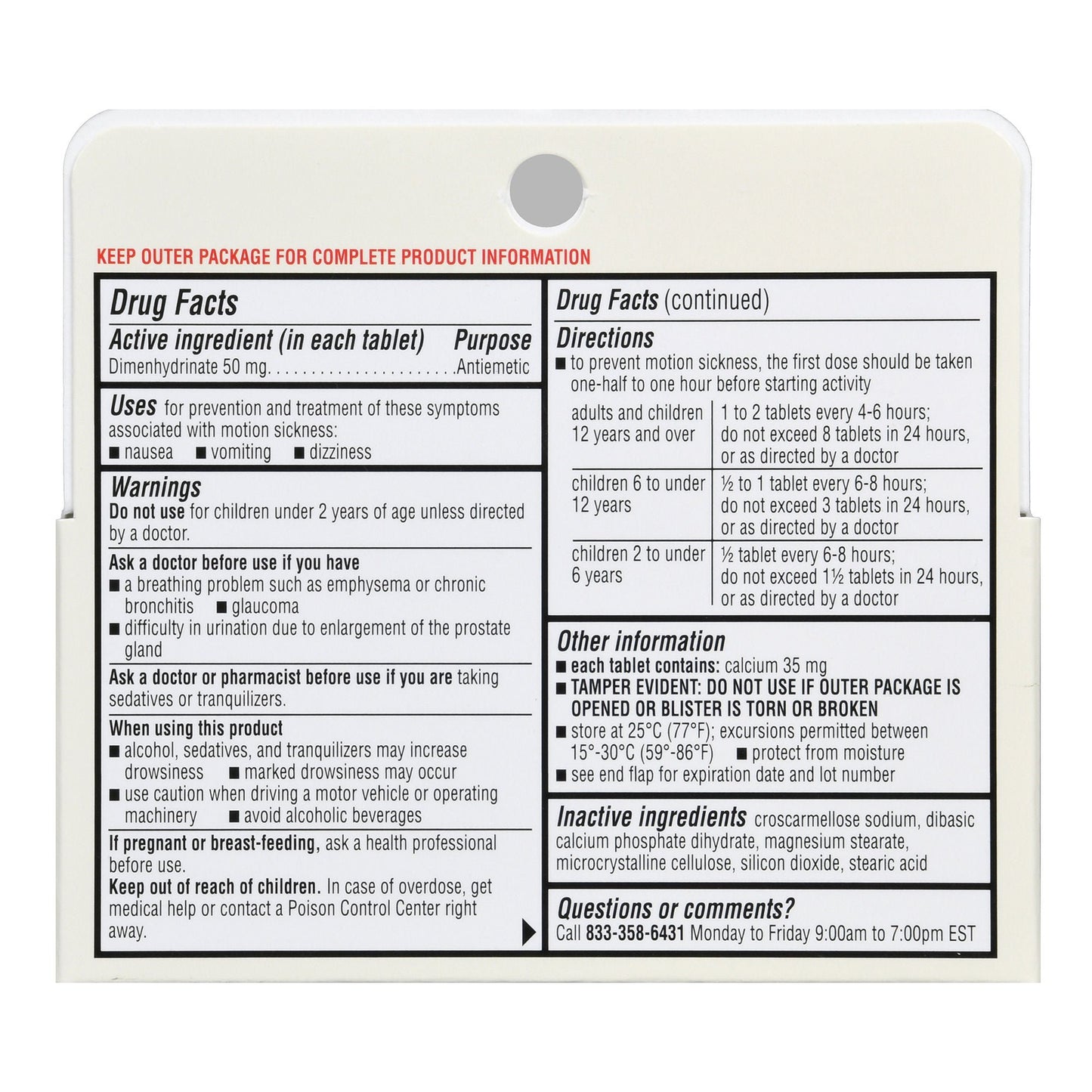Foster & Thrive™ Motion Sickness Dimenhydrinate 50 mg Tablets