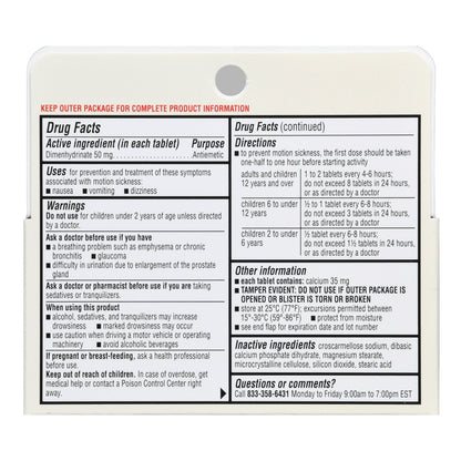 Foster & Thrive™ Motion Sickness Dimenhydrinate 50 mg Tablets