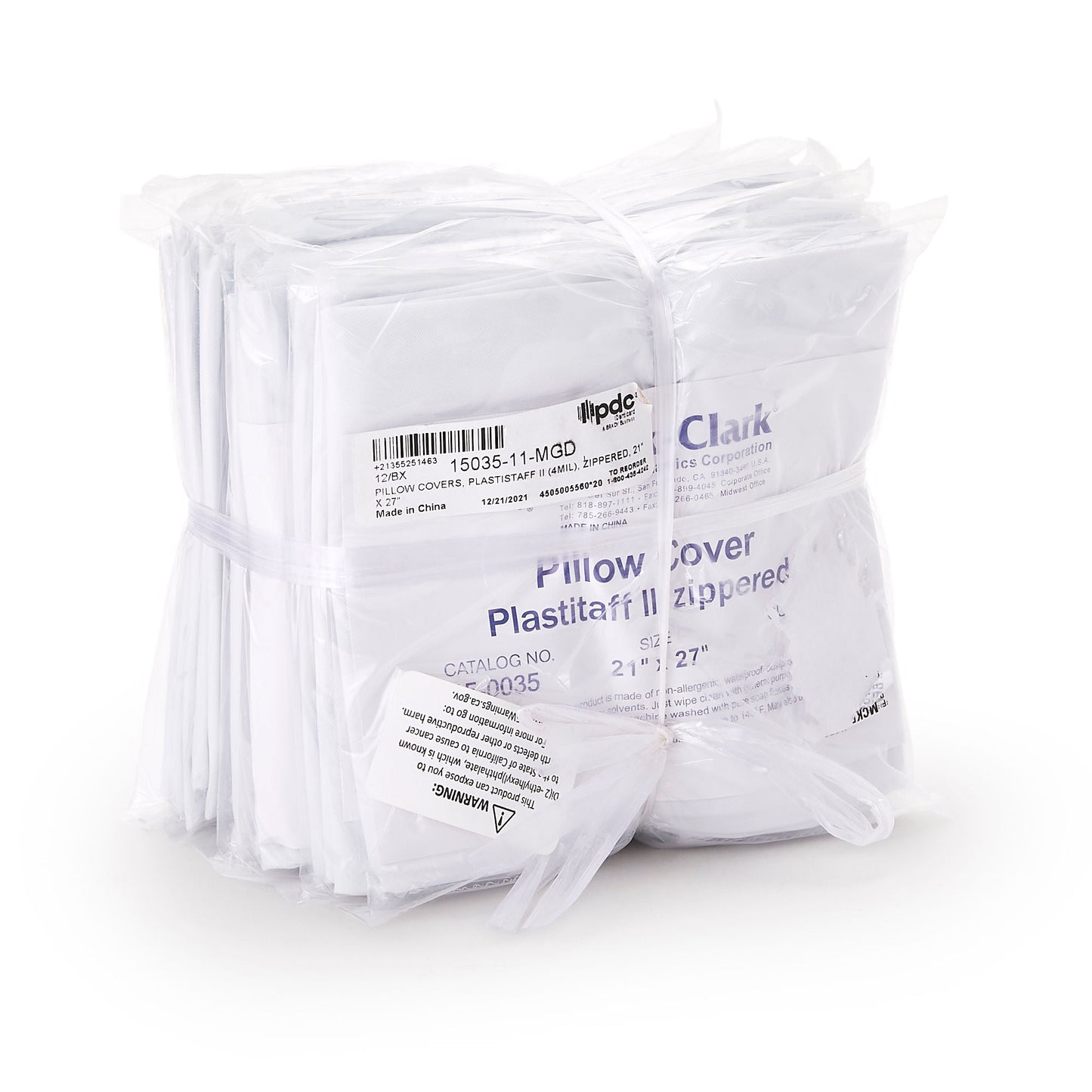 Mark-Clark® White 4 mil Plastistaff Pillow Cover With Zip