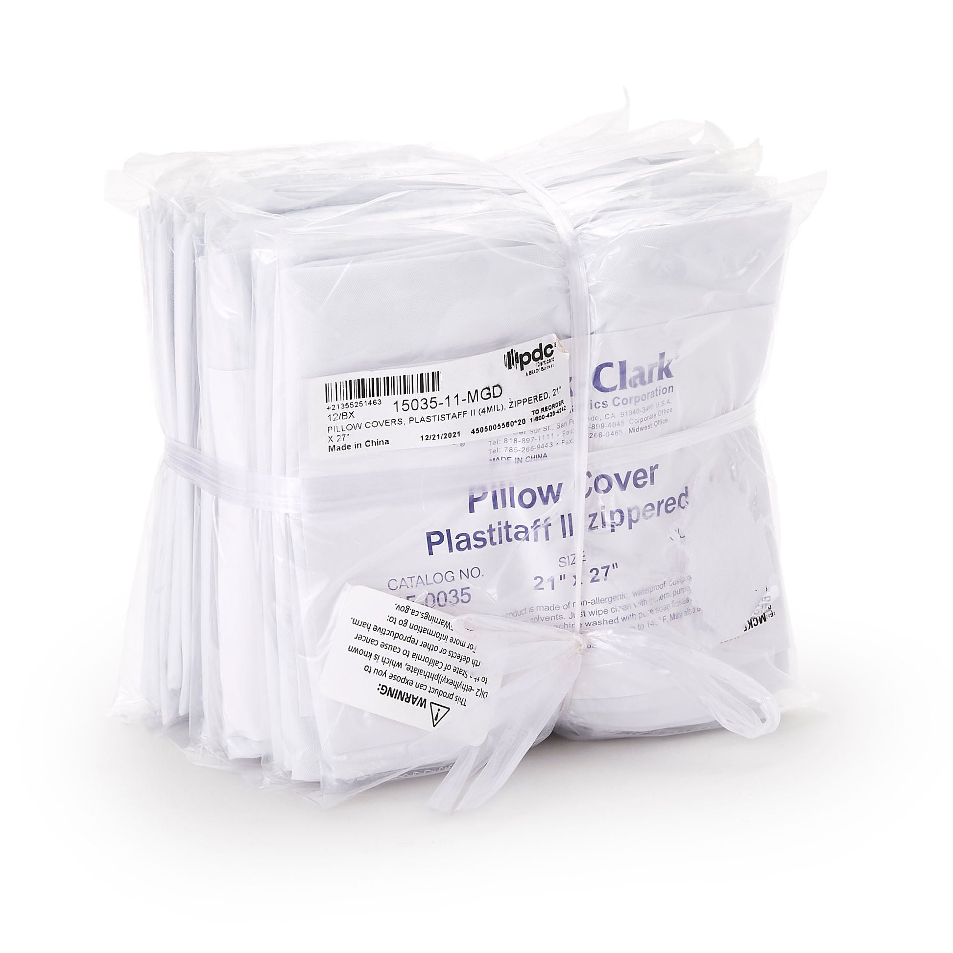 Mark-Clark® White 4 mil Plastistaff Pillow Cover With Zip