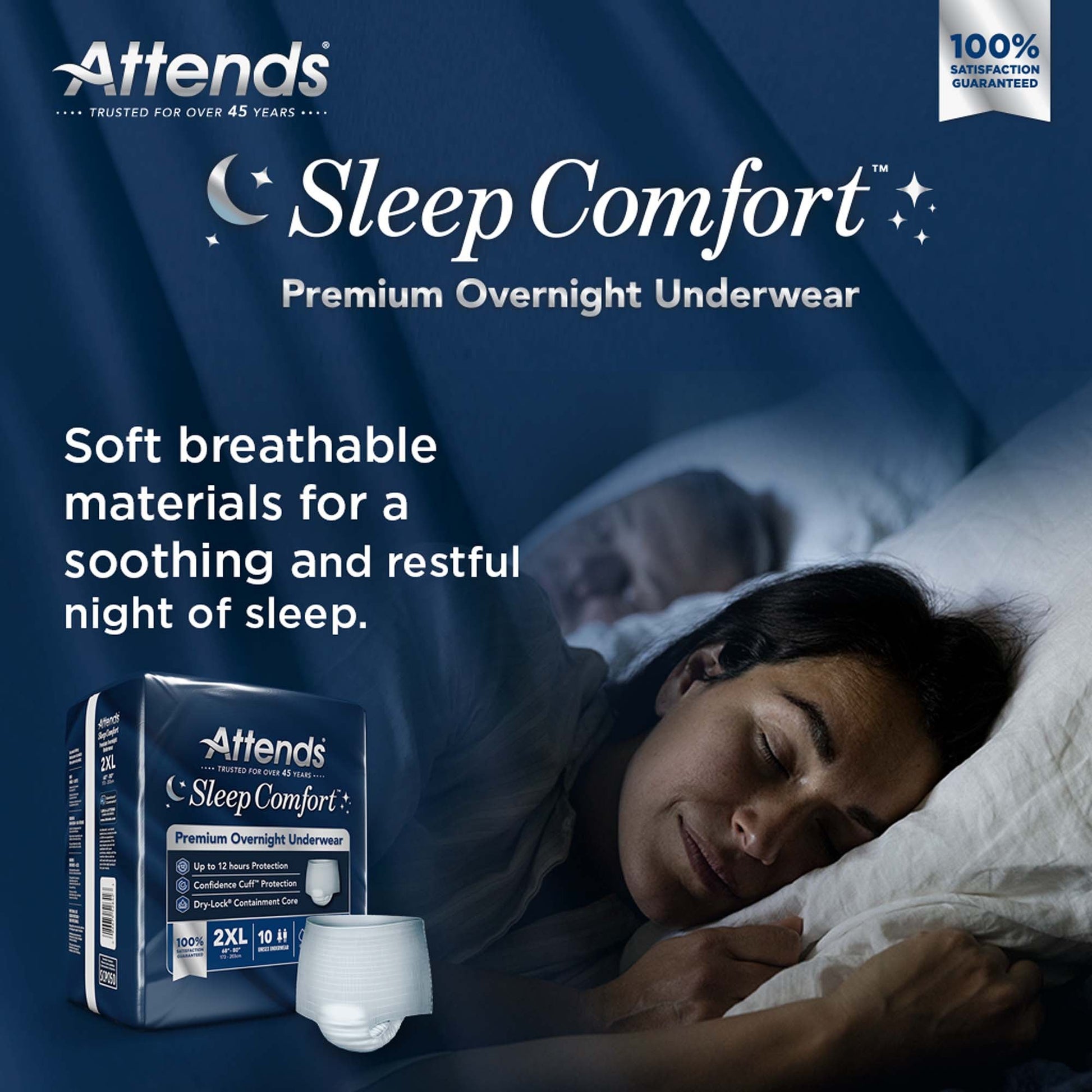Attends® Sleep Comfort Premium Overnight Underwear, 68 – 80 Inches