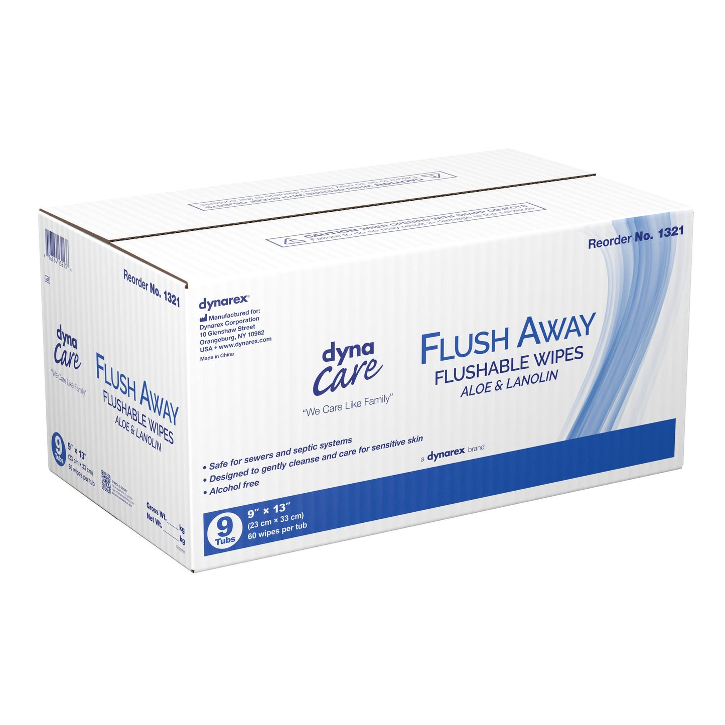 Dynarex Flush Away Personal Wipes, Adult, Tub, Aloe/Lanolin Scented
