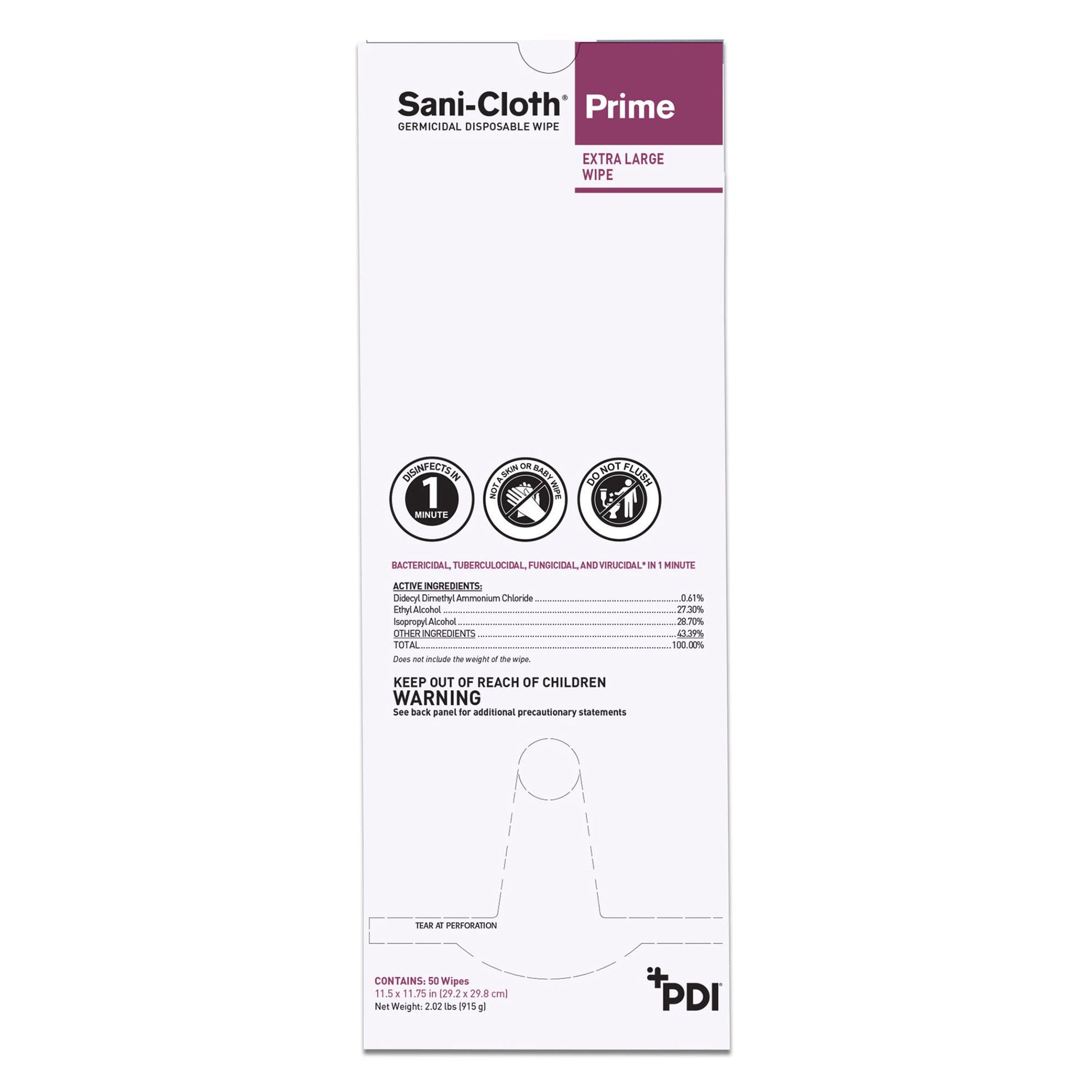 Sani-Cloth® Prime Germicidal Disinfectant Wipes, Individually Wrapped